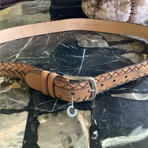 Bullock&Jones mens braided leather nude tan belt Sz 110/42 Spain